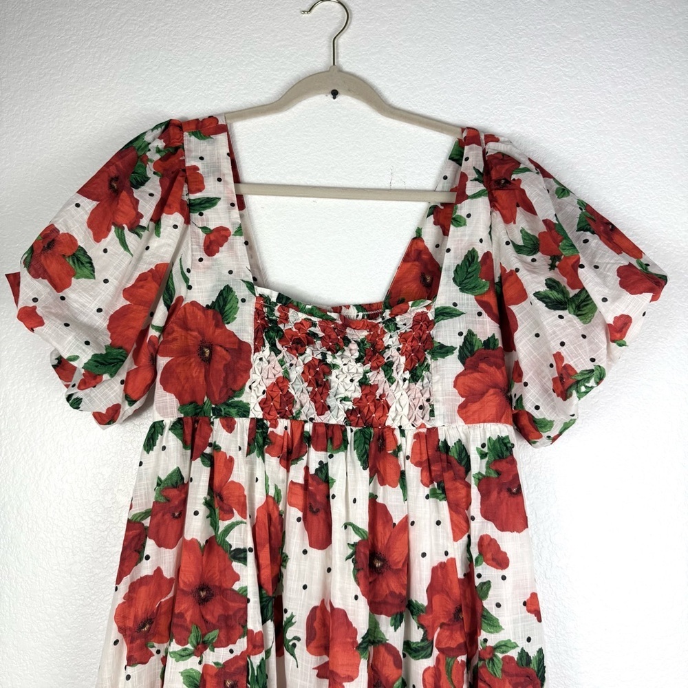 Anthropologie Maeve Red and Green Floral Dress - Picture 3 of 9